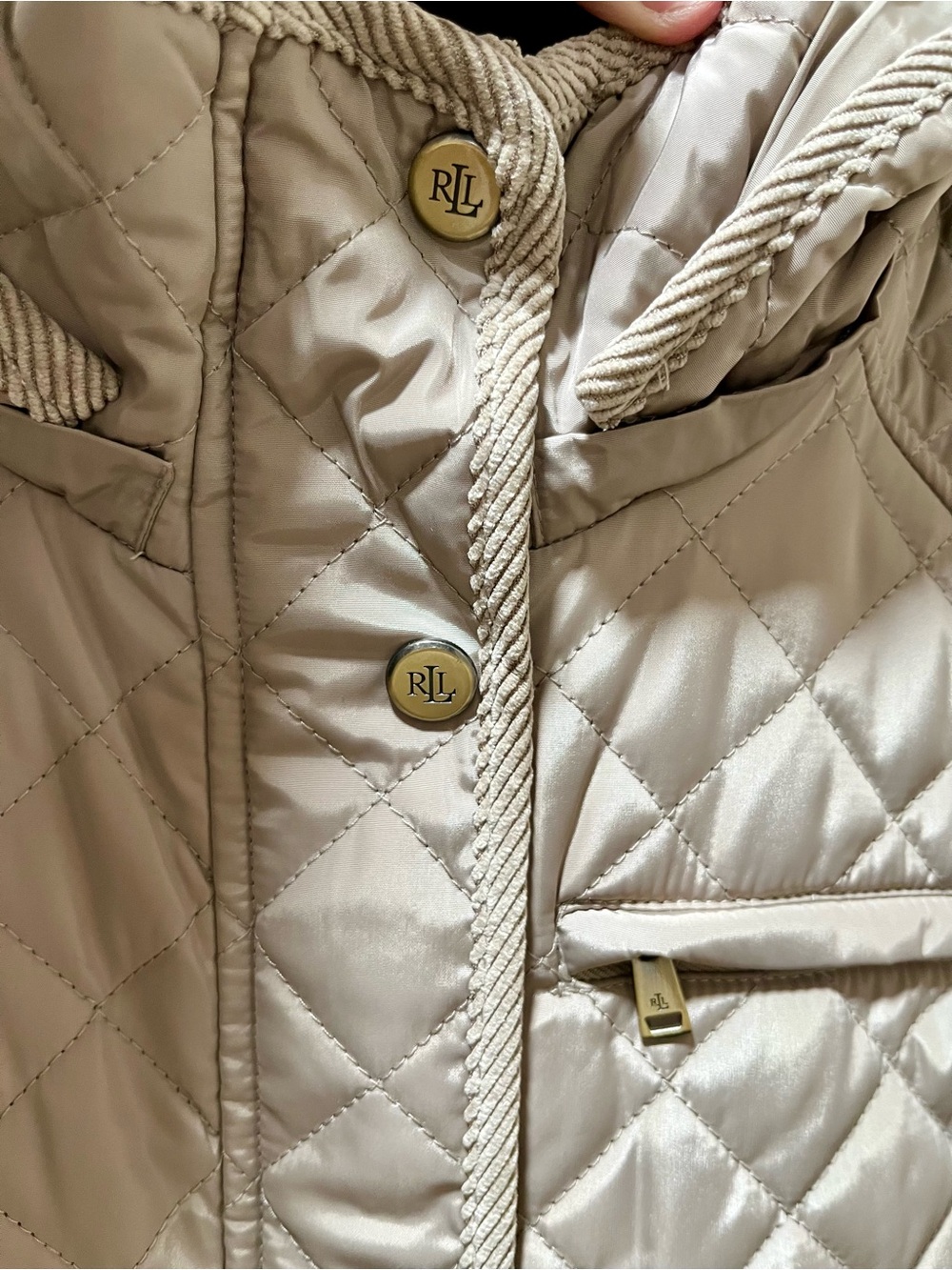 NWT Polo Ralph Lauren Womens Jacket Coat Beige S Quilted Faux Fur Lined - Picture 8 of 16